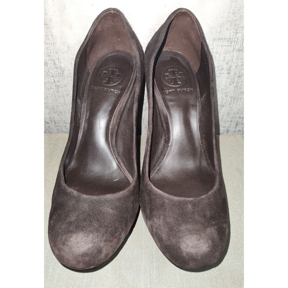 Tory Burch Jude Brown Suede Platform Pumps Sz 6.5M